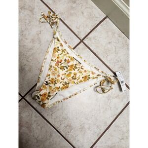 PacSun Swim Floral Bikini Bottoms Yellow Orange Flowers Tie Sides Size Medium